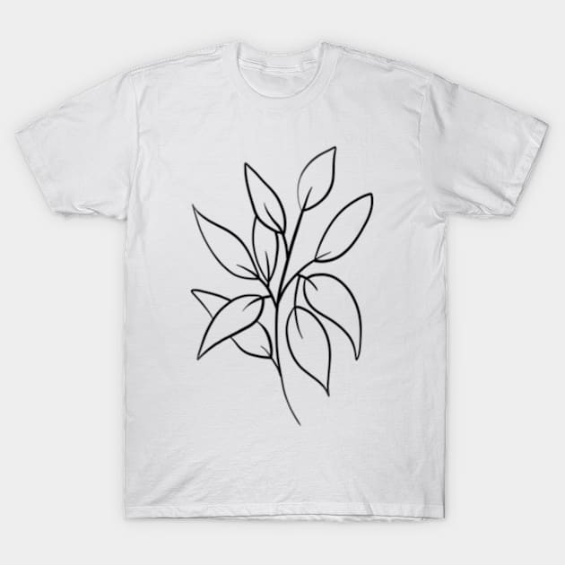 Leaves minimal line art T-Shirt by Doodle Intent